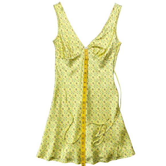 Frankies Bikinis Pink Floral Mini Dress Yellow Cottagecore S - Picture 7 of 9